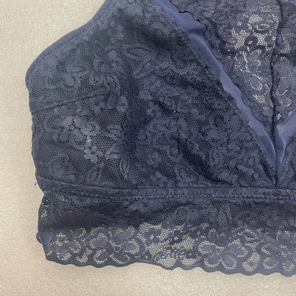 Bundle of Aerie Blue Lace Bralettes Bandeau and High Necklace